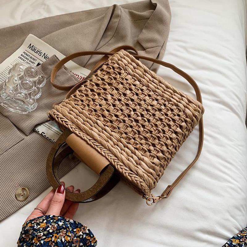 Yogodlns Summer Straw Bag Women Bohemian Straw Beach Bag Casual Handle Bag Large Capacity C rossbody Bag Handmade Lady Purse