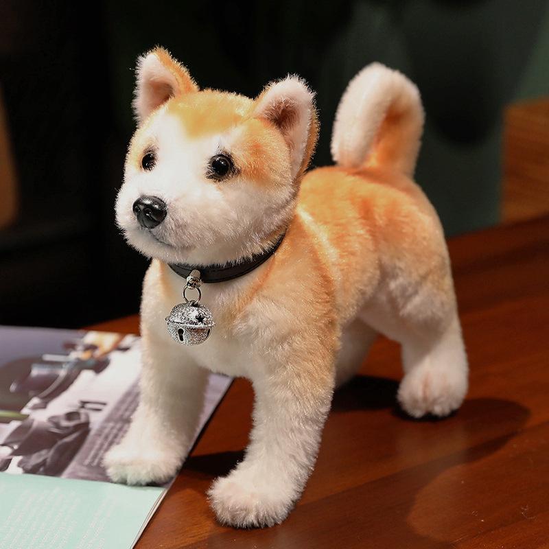 Păpușă Akita Inu Jucărie de pluș Drăguț Cățeluș Maro Păpușă Shiba Inu Păpușă de cârpă Clopoțel doi Husky