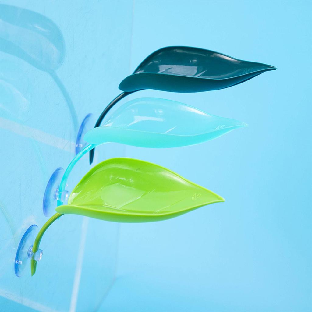 3pcs Suction Cup Frog Perch Fish Tank Landscaping Decorations Simulated Aquatic Plants Reptile Decorations Simulated Leaves