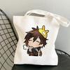 Shopper Genshin Impact Qiqi Anime Shopping Bag Harajuku Canvas Bag Large Capacity Collapsible Kawaii Women Shoulder Bag Handbag