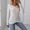 A New Spring Long-sleeved Knitted Solid Color Jacquard Button Top for Fashionable Women