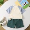 0-5-year-old Children's Short Sleeved Set Boys' Casual Printed Top+denim Shorts Two-piece Set Cute Baby Clothes