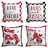 Valentine's Day Pillowcase, Peach Skin Velvet Heart Print Home Fabric Sofa Pillow, Car Waist and Back Cushion Cover