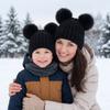 Faux Fur Ball Infant Beanie Plush Mother Kids Pullover Cap Soft Baby Knitted Hat  Boys