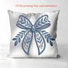 1 Pieces Blue Bow Embroidered Pattern 2D Printed Pillow Polyester pillowcase, sofa decorative cushion cov Headboard Pillow