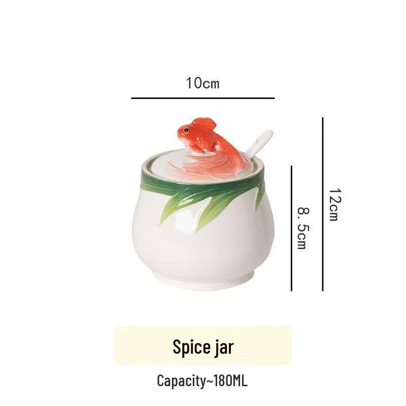Koi Ceramic Seasoning Jar Set with Spoons