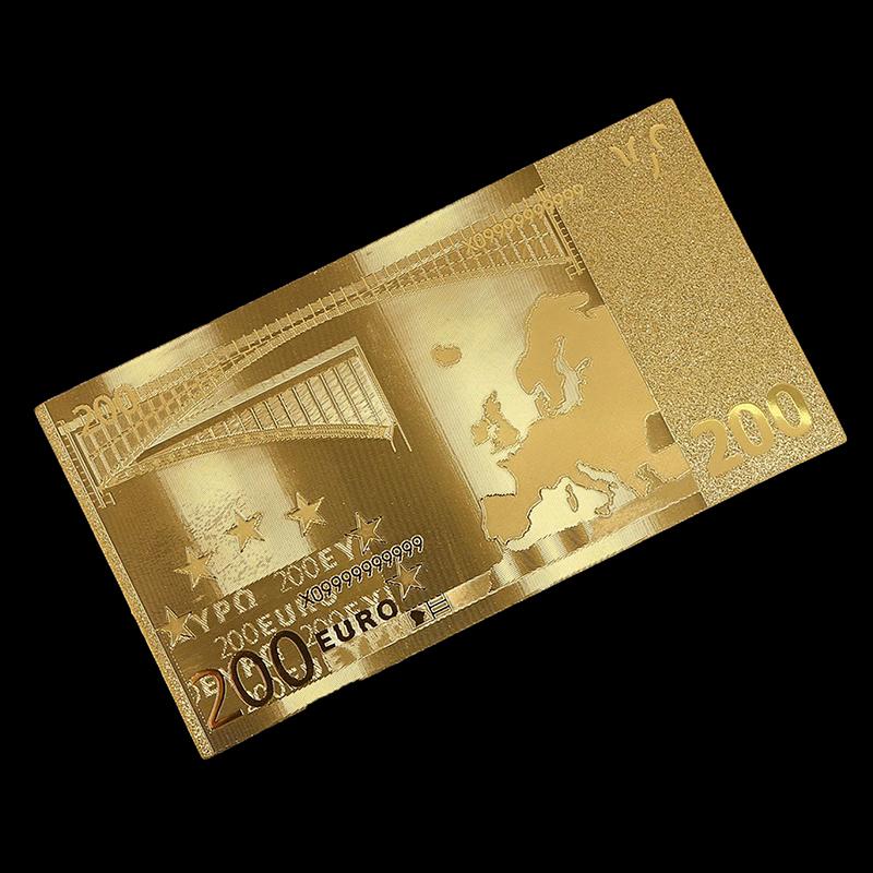 Złote banknoty z folii 24K Pełny 7 sztukowy zestaw euro Kolekcja banknotów Dekoracja Pamiątka Prezent Wodoodporne Kreatywne Euro