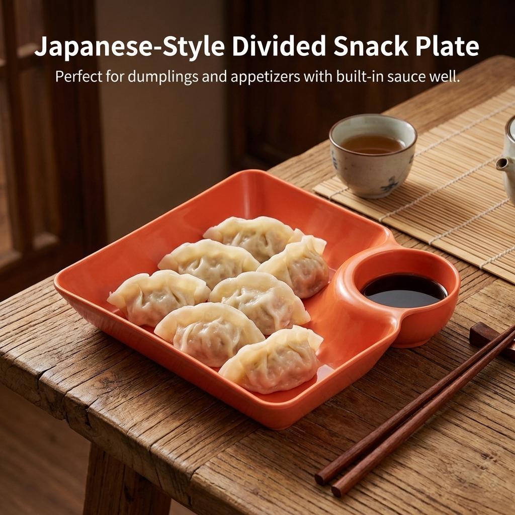 Japanische Stil Knödelplatte Mit Soßenschale Getrenntes Design Für Den Heimgebrauch Snack Serviertablett