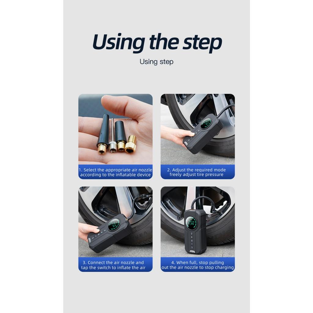 Bærbar Bilpumpe Dekkpumpe Bærbar Oppblåsbar Pumpe Sykkel Motorsykkel Mini Digital Skjerm Bilpumpe