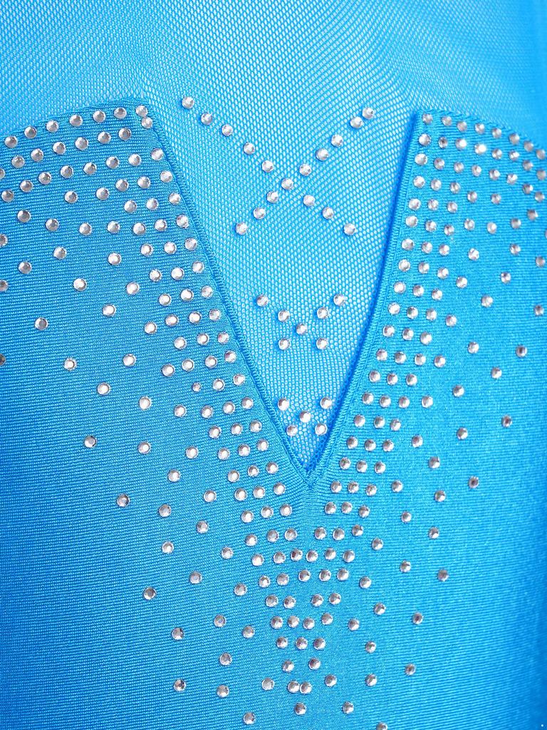 Dziewczęca Błyszcząca Sukienka do Łyżwiarstwa z Długim Rękawem, Okrągłym Dekoltem, Odkrytymi Plecami, Dżetowym Meshowym Wstawkami, Trykot do Tańca Baletowego