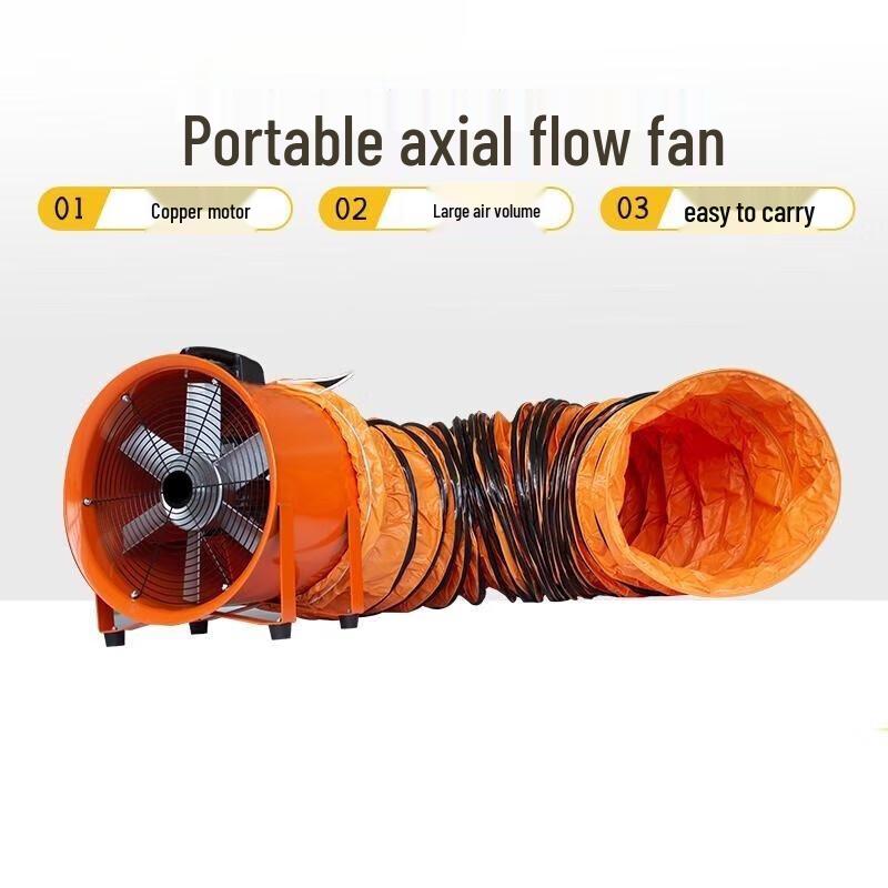 Portable Axial Flow Ventilation Fan with 10m Duct CN plug (adapter included)