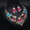 2026 Luxury European and American Color Flower Artificial Crystal Necklace Earrings Set Women's Dinner Dress Party Accessories