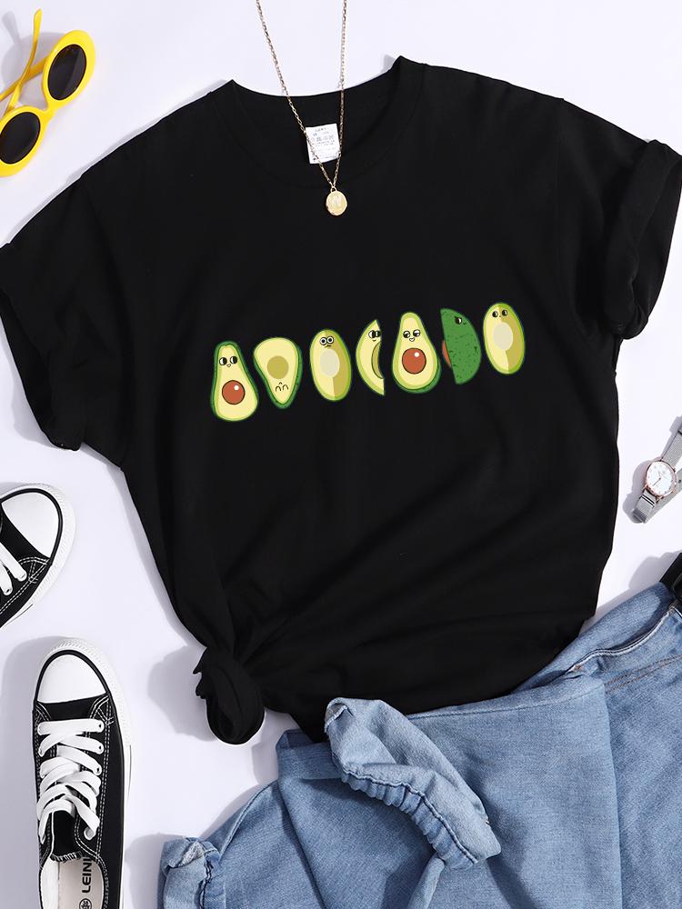 Peeled Avocado Cartoons Printed Womens Tshirts Street Breathable Crop Top Personality Cool Tee Shirt Casual Summer T-Shirt Women