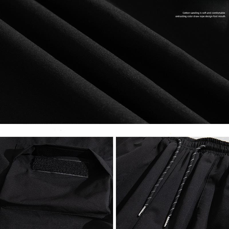 Japanese Style Men's Summer Thin Multi-Pocket Workwear Shorts Loose Casual Outdoor Drawstring Knee-Length Short Pants
