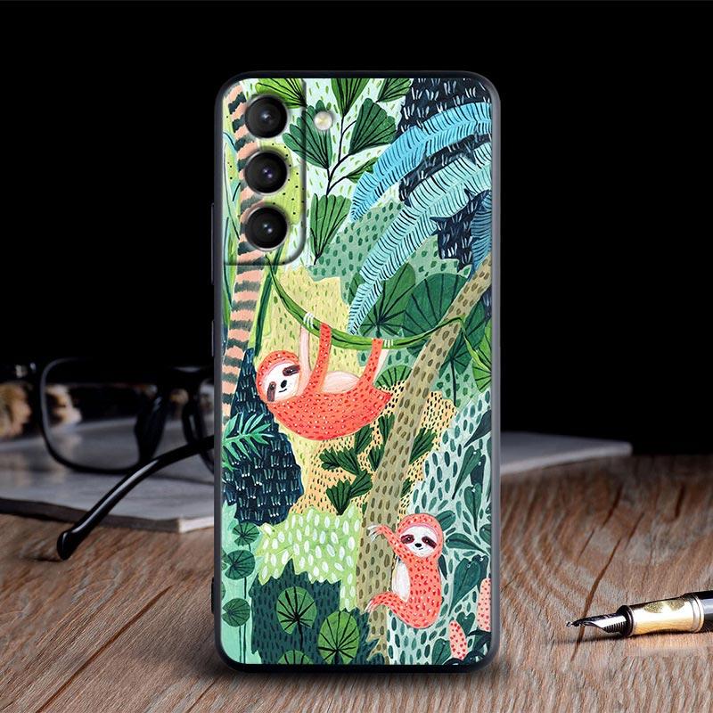 Original Jungle Animal Sloth Leopard Print Cases For Galaxy S24 Ultra Funda Samsung S21 S23 FE S20 S22 Ultra S10 Plus Soft Cover