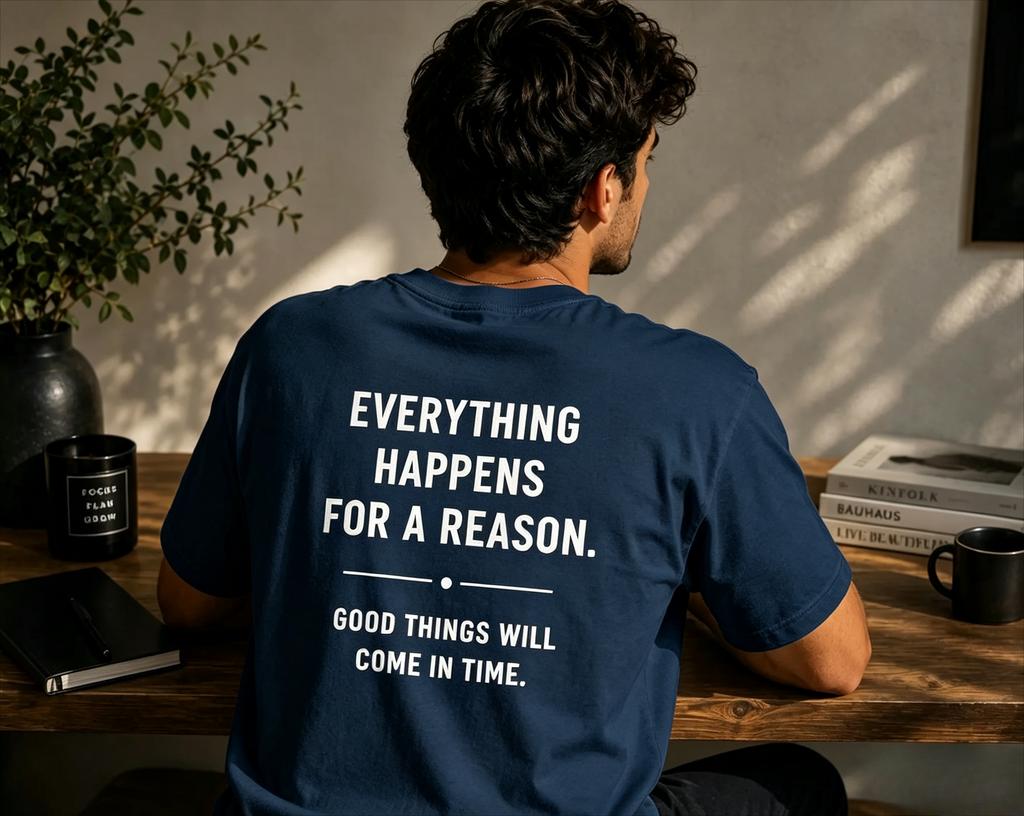 Everything Happens For A Reason Shirt Inspirational Quote Tshirt Positive Mindset Tee Motivational Back Print Unisex Gift
