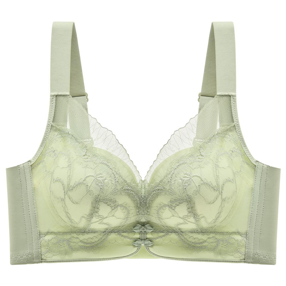 New Year's Red Bra Lace Small Breasts Gathered Adjustment Breast Bra Medium Thick Cup Sliding Cotton Bra