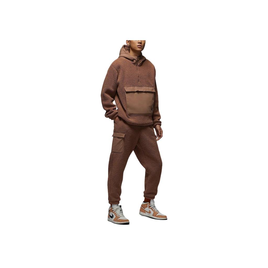 Jordan Flight Fleece Loose Comfortable Cuffed Versatile Casual Pants Men Bottoms Dark-Brown FV7451-223