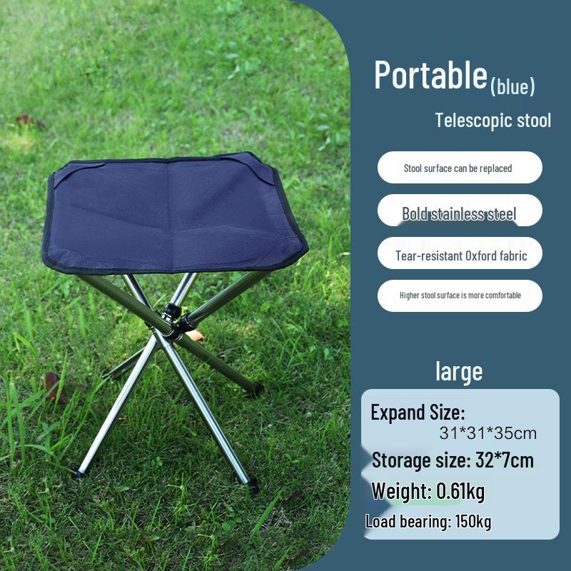 Portable Outdoor Telescopic Folding Camping Chair - Stainless Steel Fishing Stool