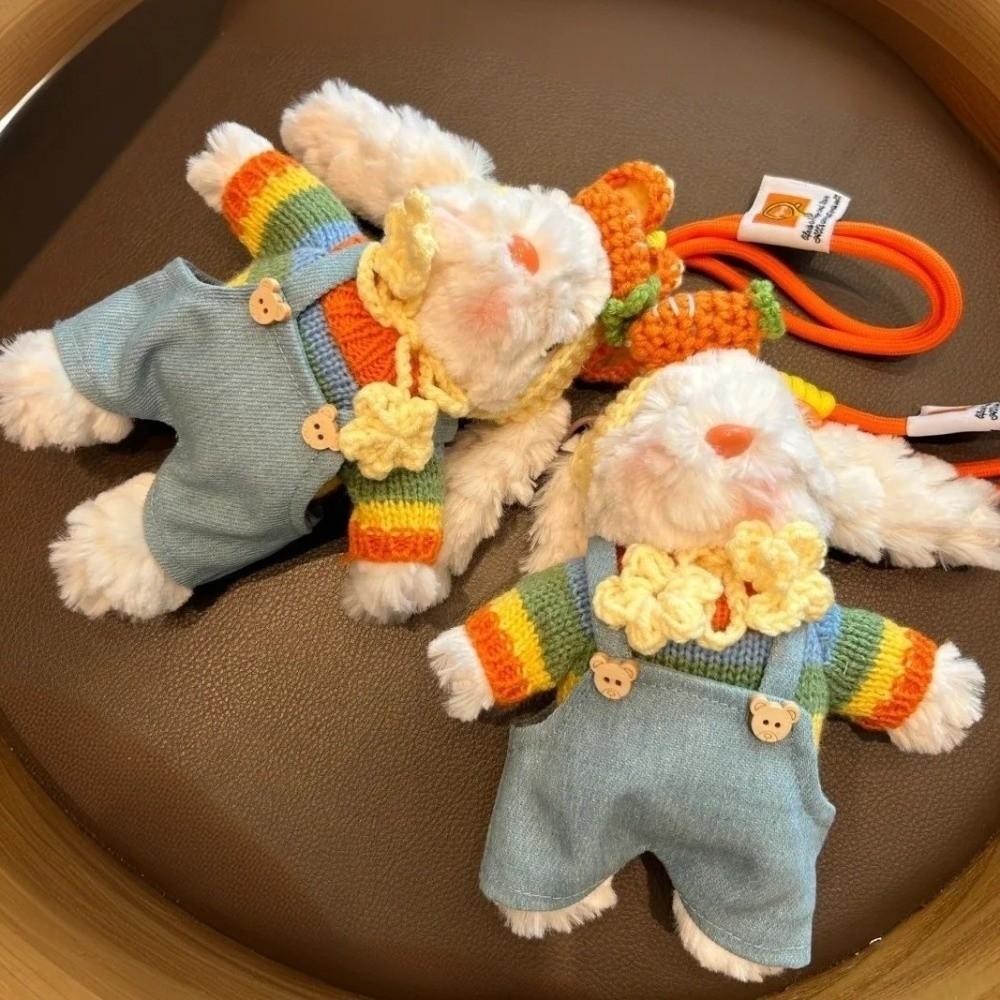 Cute Cartoon Plush Doll Pendant Fluffy Animal Dressing Rabbit Keychain Soft Plush Toy Stuffed Plush Rope Buckle Doll Accessories