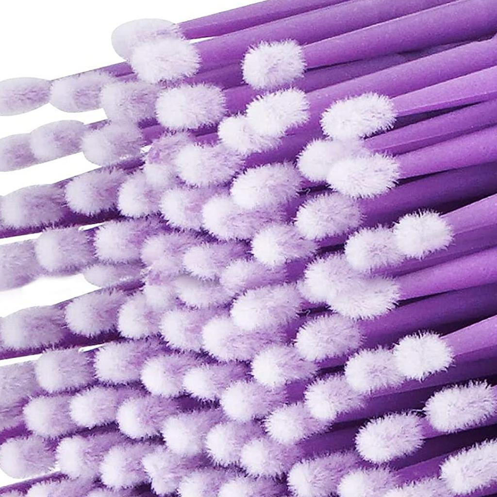 100/500pcs Disposable Makeup Brushes Mini Brush Purple Mini Applicator Brush Flexible Ultra-Fine Disposable Fine Makeup Brush