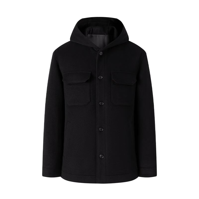 Navigare Men's 100% Wool Hooded Pea Coat