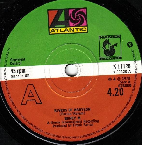 

7inch Record BONEY M. - Rivers Of Babylon K11120 Atlantic 1978 UK Pop Used