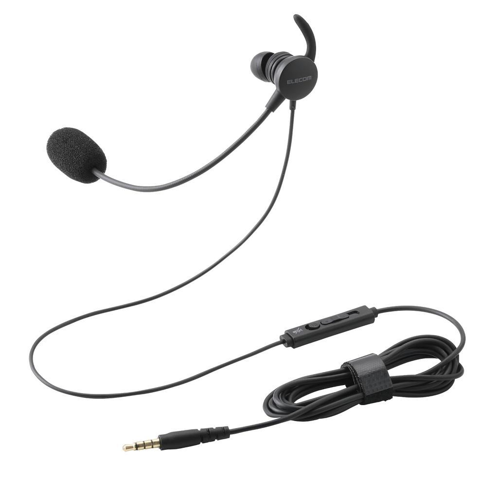 ELECOM Wired Mini with Canal Single with Conversion Cable to Black Headset, 3.5mm 4-pole Plug, Microphone, In-Ear, Type, Ear, (4-pole 3-pole),