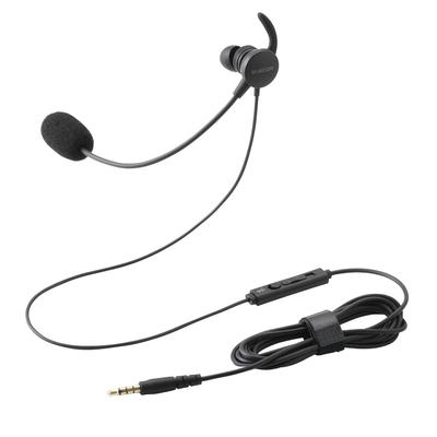 ELECOM Wired Headset, 3.5mm 4-Pole Mini Plug, In-Ear, Single Ear, with Microphone, Conversion Cable (4-Pole To 3-Pole), Black, HS-EP21MTBK