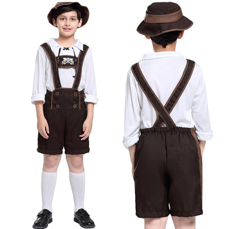 Boy Oktoberfest Beer Festival Outfit Party Fancy Dress Overall Costume Suit Hat