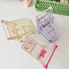 Model Mini Storage Basket Metal Toy Trolley Container Portable Shopping Cart Storage  Desktop
