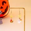 Halloween Resin Ghost Pumpkin Star Moon Crystal Beads Fringe Asymmetric Earrings For Women Men Gothic Funny Party Gifts Jewelry