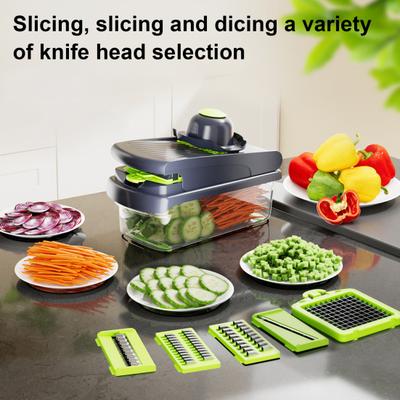 Kráječ zeleniny Sada 14 v 1 Nerezový kráječ cibule s nádobou Kráječ zeleniny Kitchen Essential