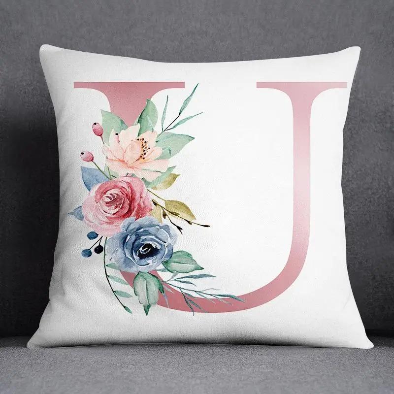 Office Living Room Home Pillowcase Simple Flower Letter Pattern Pillowcase Car Ornaments