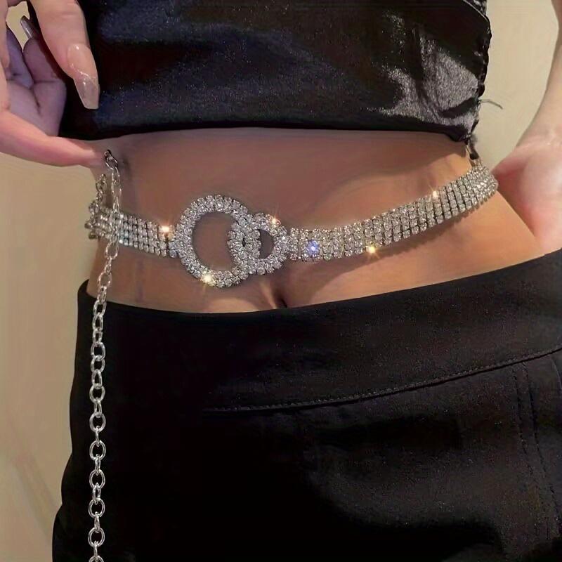 Luxurious and Charming Silvery Synthetic Zirconia Hoop Women's Waist Chain Body Chain for Beach Party