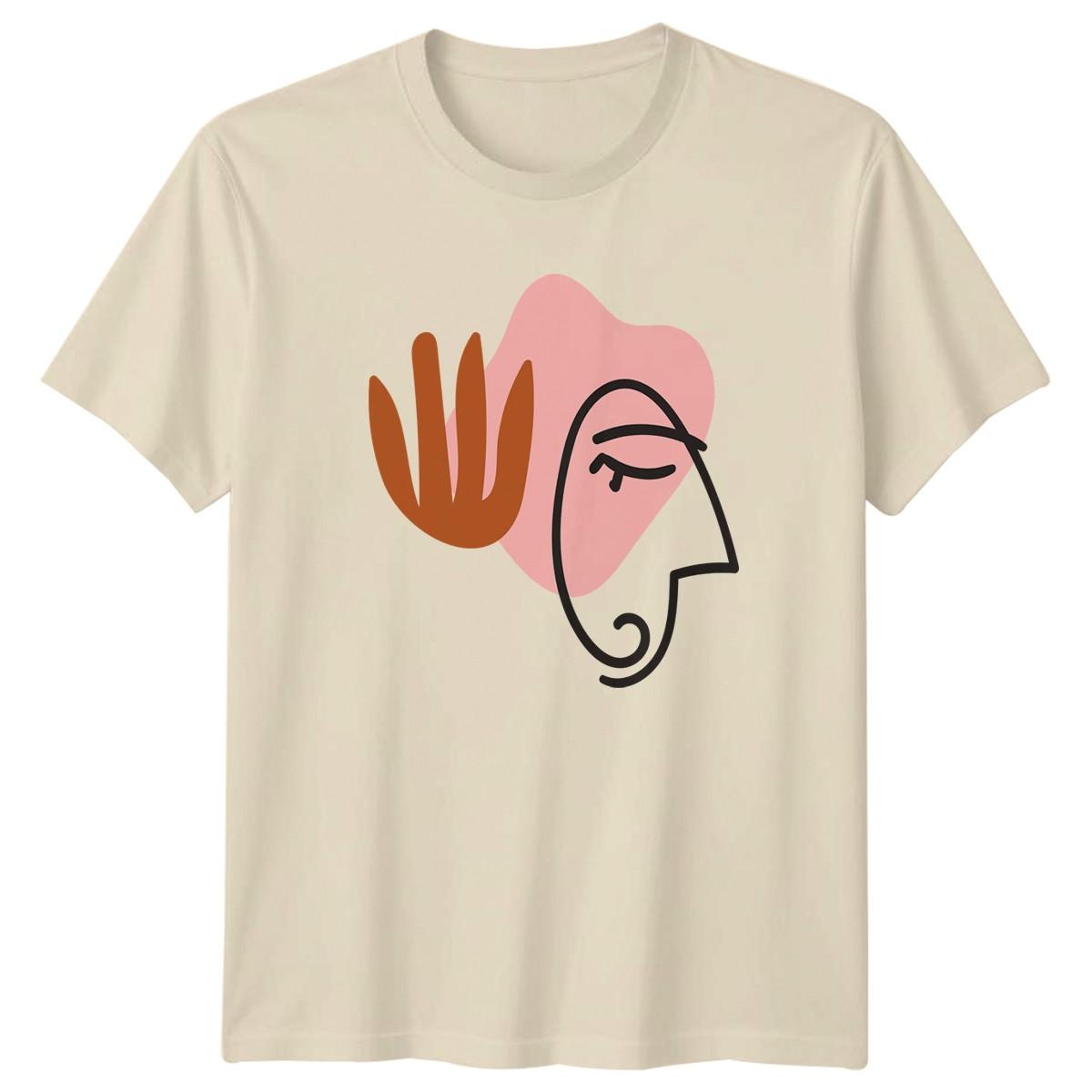 Abstract Minimalist Line Art Face T-Shirt Boho Chic Fashion Birthday Gift XXXL