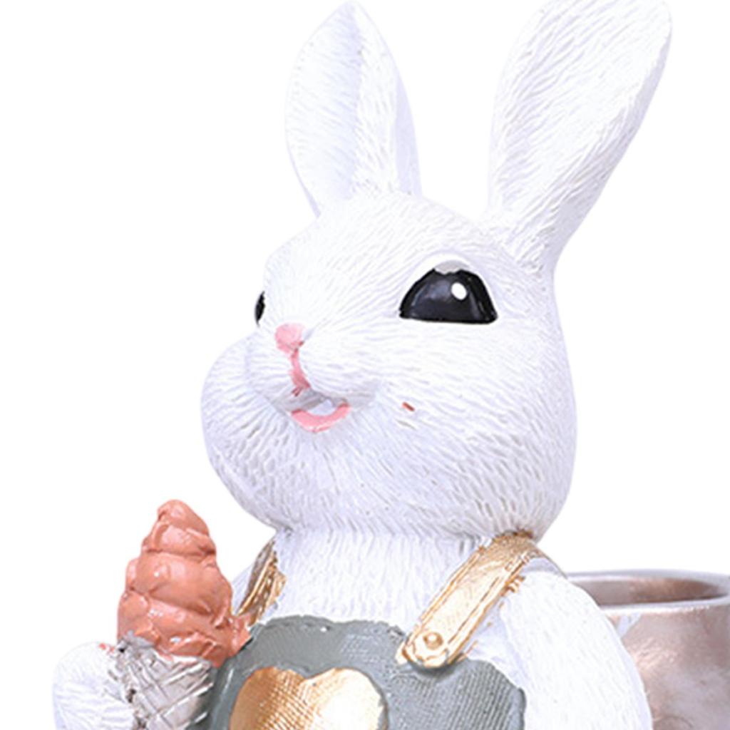 Flower Pot Ornament Spring Easter Decoration Sculpture Resin Container Bunny Figurine for Restaurant Office Yard Home Party