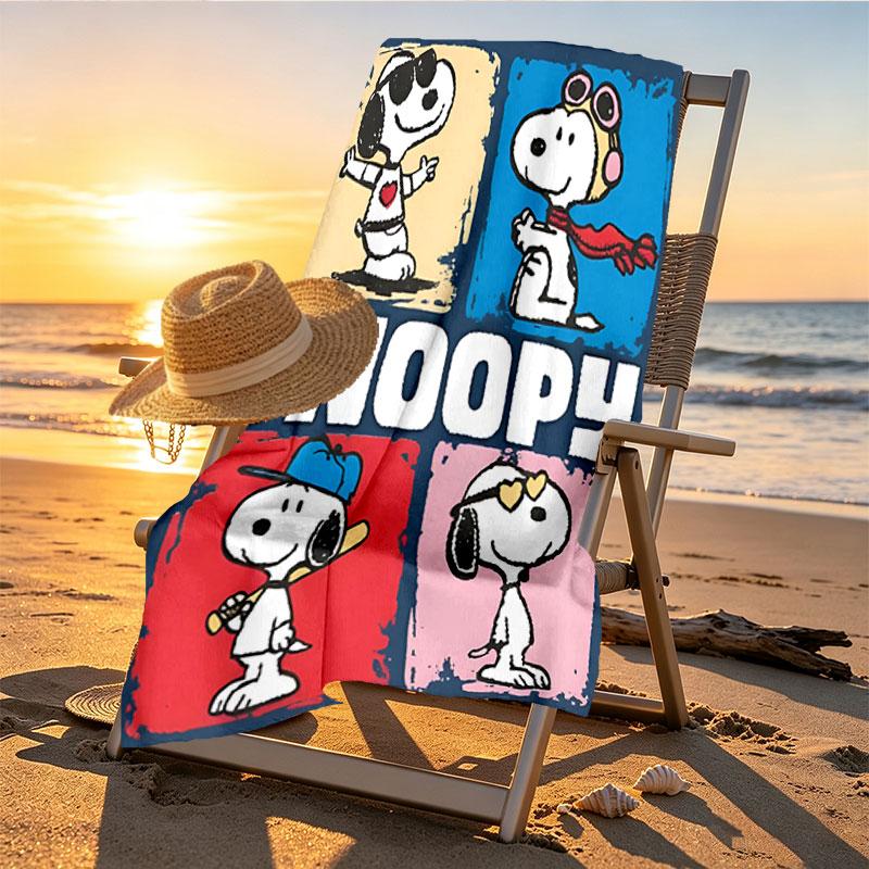 Snoopy Print Beach Towel Design, Soft, Lightweight. for Home Bathroom, Spa, Pool, Yoga, Surfing, Camping, Gift for Family, Friend