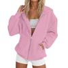 Women's Long Sleeve Solid Color Hooded Sweatshirt Jacket