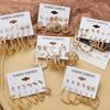 IF ME Korean Butterfly Pearl Stud Earrings Set Fashion Geometry Zircon Hoop Earring Women Jewelry Accessories