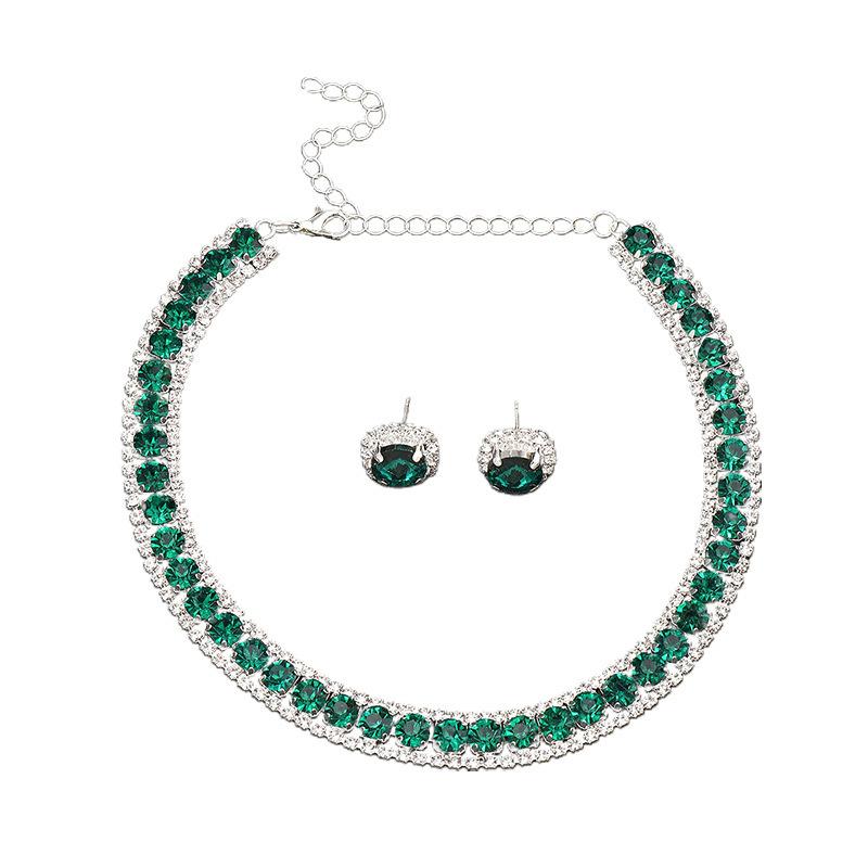 Diamond-Encrusted Square Set Necklace Light Luxury High-End Clavicle Chain Temperament Dress Neck Chain Neck Decoration