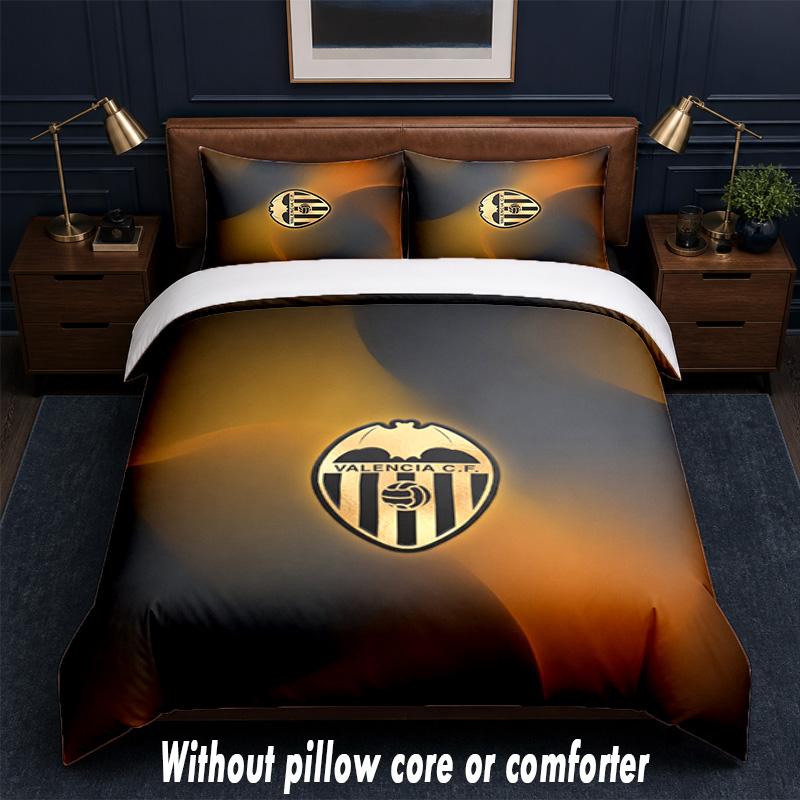 Valencia FC Design Bed Bedding Set 1 Duvet Cover + 2 Pillowcases Soft Breathable Household Bed Linens