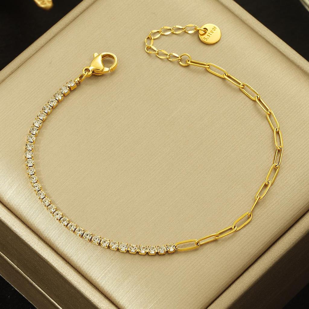 2025 Women's Fashion Cubic Zirconia Tennis Bracelet: Versatile, Niche Design, Colorfast Titanium Steel
