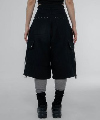 CHICKS Multi-Stud Cargo Bermuda Pants Black