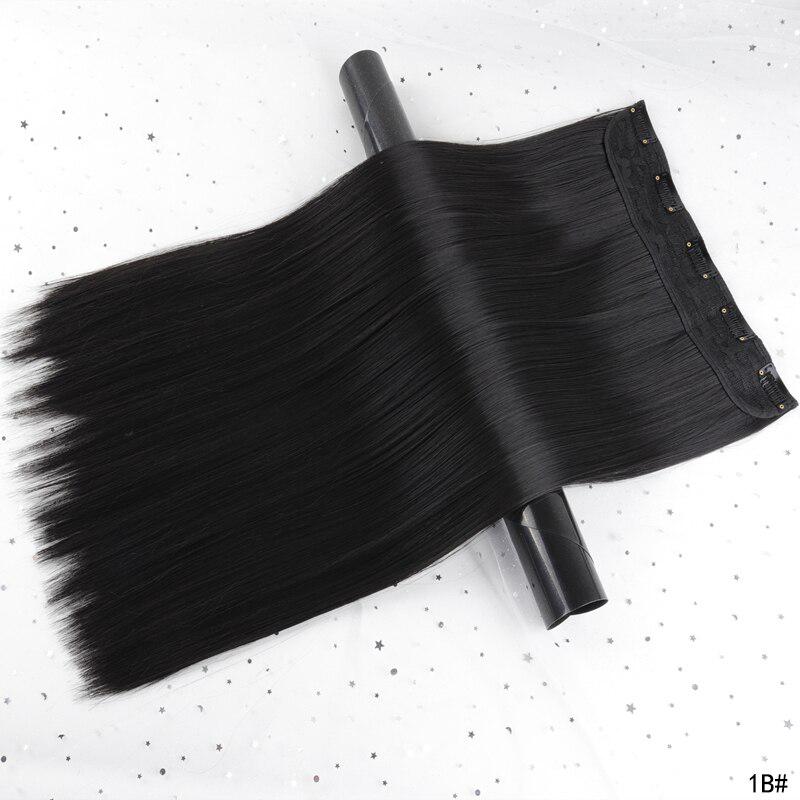 Синтетические длинные прямые волосы для наращивания 5 зажимов в волосах термостойкие — фото 3