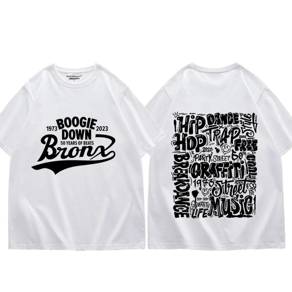 Hip Hop 50 Years Graffiti Print T Shirt Unisex Women Fashion Limited Edition T-shirt High Quality Pure Cotton Oversized T-shirts