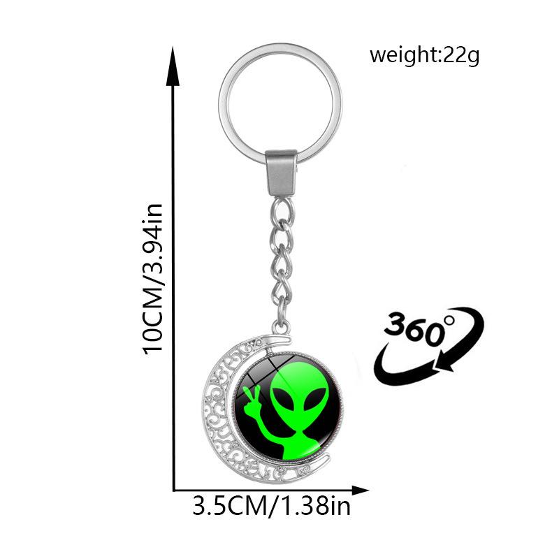 Green Alien Double-Sided Rotating Pendant Keychain - Gift & Souvenir