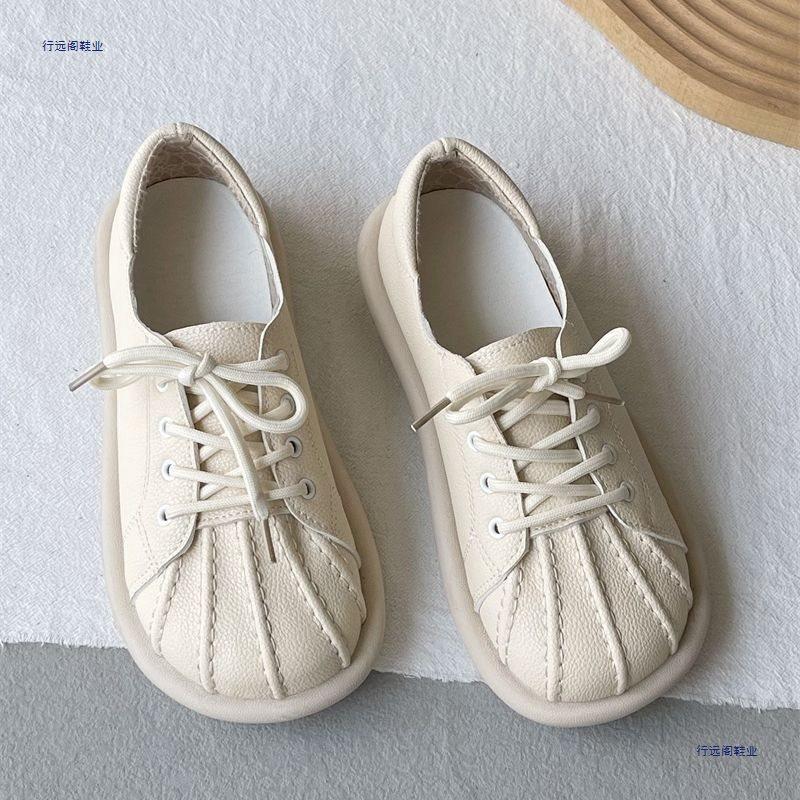 Autumn new lace-up shell head single shoes casual college style literary women's shoes flat-bottomed versatile small leather shoes women