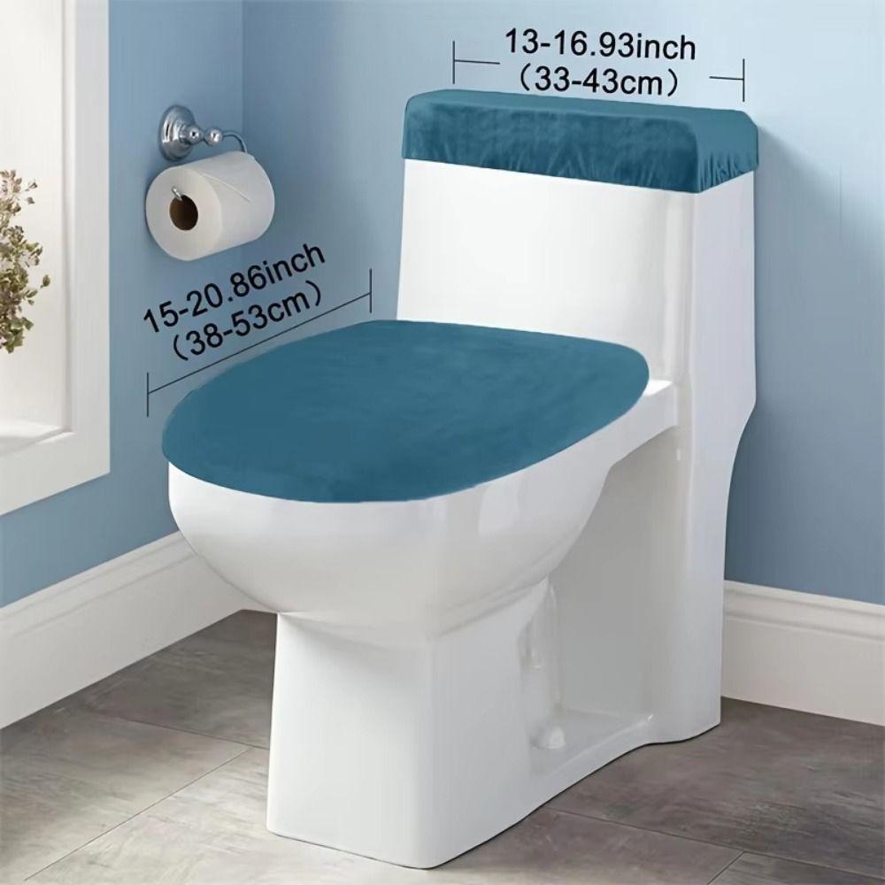 2Pcs/Set Solid Color Toilet Seat Cover Thickened Soft Touch Toilet Lid Cover Dustproof Universal Tank Lid Cover Home Bathroom