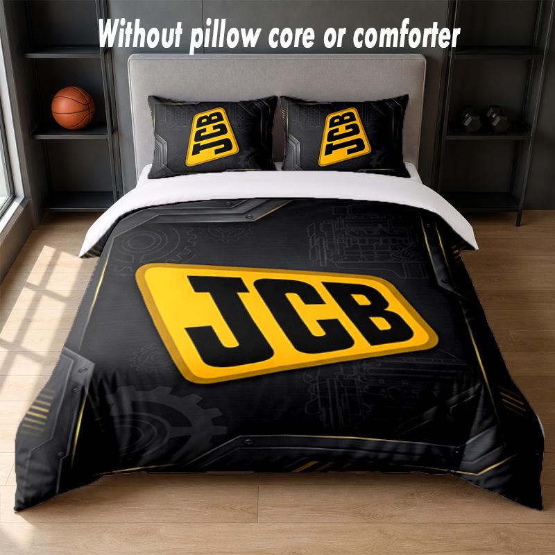 JCB Design Bed Bedding Set 1 Duvet Cover + 2 Pillowcases Soft Breathable Household Bed Linens